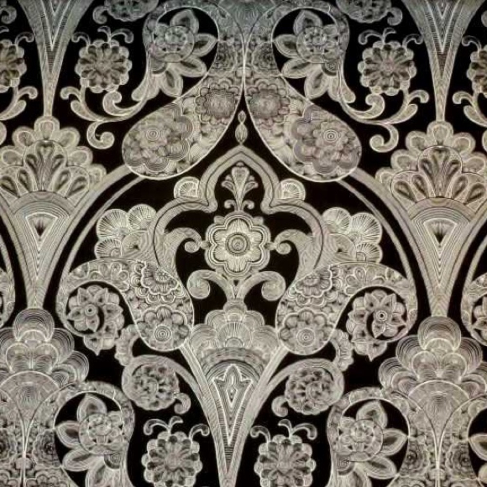 Cotton Art Deco Arya Jet Fabric